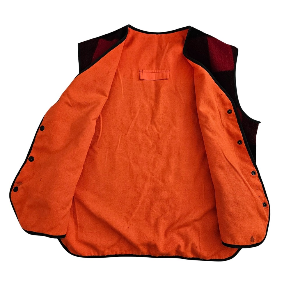 Woolrich (Mens Large) Buffalo‎ Plaid Red Vest Hunting Wool Flannel Hunter Orange View 3
